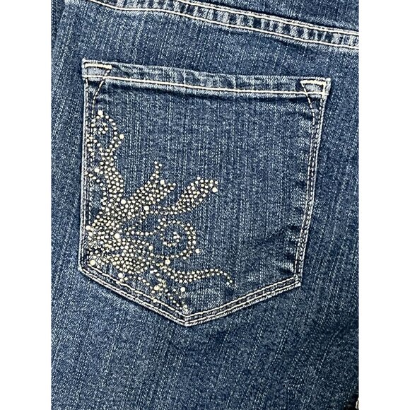 NYDJ  Embellished Pockets Straight Leg Blue Denim Jeans Size 2P NWOT - Picture 7 of 11